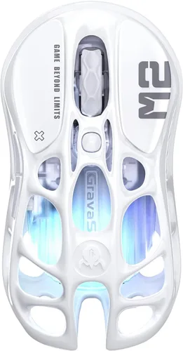 Vista 10 de GravaStar Mercury M2 - ratón inalámbrico para juegos con 26,000 DPI, sensor PAW3395DM - diseño ahuecado ligero de 79g - 5 botones programables - 5