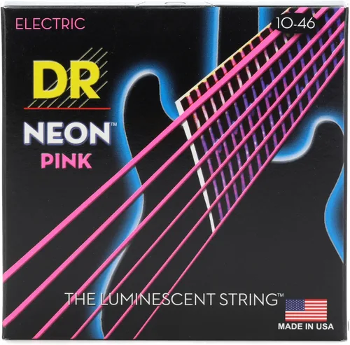 Vista 4 de DR Strings NBE-9 - Cuerdas para guitarra eléctrica de color azul neón de alta definición, cuerda ligera, 9-42