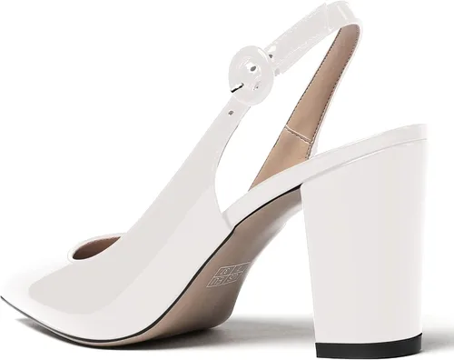 Vista 7 de WAYDERNS Zapatos de tacón alto con hebilla y hebilla para el tobillo y puntera puntiaguda gruesa de patente gruesa para mujer, 3 pulgadas