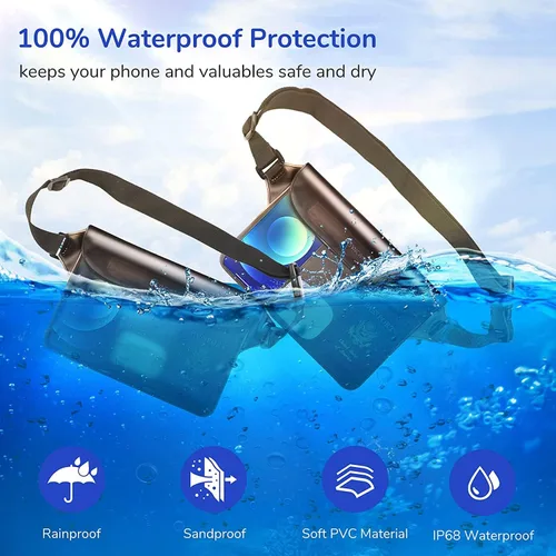 Vista 3 de Riñonera impermeable con correa ajustable para mantener el teléfono celular, herramienta de playa segura para natación, barco, kayak, parque