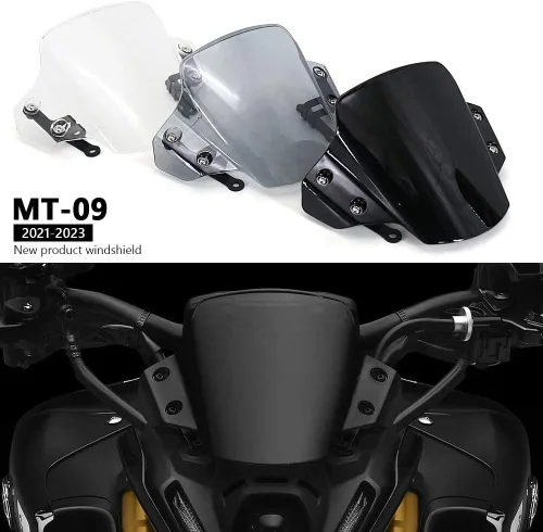 Vista 6 de Nueva motocicleta MT09 Touring Sports parabrisas w/kit de soporte deflector para Yamaha MT-09 MT 09 mt09 2021 2022 2023 (negro)
