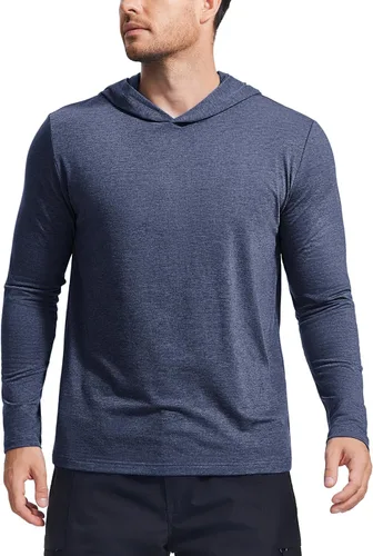 Vista 19 de PINSPARK Sudaderas ligeras con capucha tipo pullover para hombres, manga larga, sudadera con capucha para golf, gimnasio, entrenamiento, sudadera