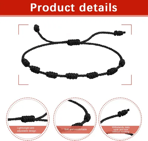 Vista 8 de Pulsera de protección con 7 nudos de protección, pulseras ajustables para mujer