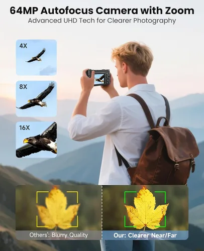 Vista 4 de Cámara digital 4K para fotografía, con WiFi, pantalla abatible de 180°