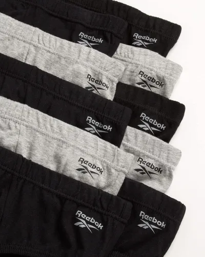 Vista 2 de Reebok Calzoncillos para hombre, paquete de 10 calzoncillos suaves y elásticos de tiro bajo para hombre con bolsa de contorno, ropa interior clásica