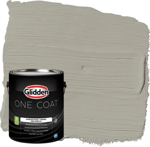 Vista 71 de Glidden Pintura Interior + Imprimación: Gris/Plata Antigua, Una Capa, Satinado, 1 Galón