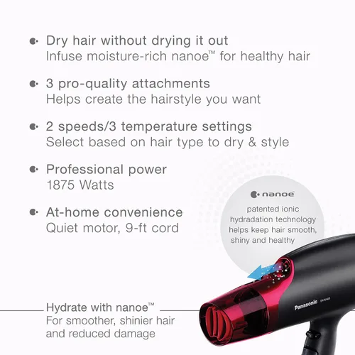 Vista 2 de Secador de cabello Panasonic EH-NA65-K., Rosado