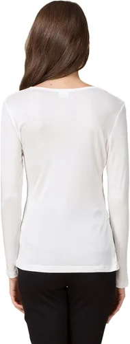 Vista 3 de CLC - Camiseta de seda de morera para mujer, manga larga, cuello redondo, tejido de punto