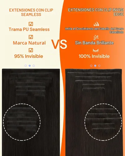 Vista 5 de Full Shine - Extensiones de cabello sin costuras con clip, color marrón oscuro