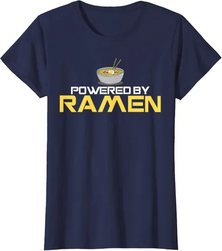 Vista 29 de Camiseta de fideos de anime japoneses Powered By Ramen, Negro, S