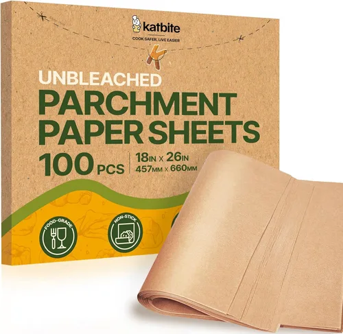 Vista 8 de Katbite 265 hojas de papel pergamino de 10 x 15 pulgadas, papel de hornear sin blanquear resistente, precortado y a prueba de aceite, perfecto