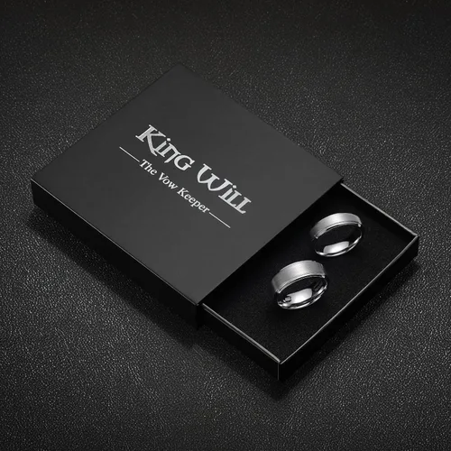 Vista 7 de King Will Anillo de Boda Clásico de Tungsteno para Hombre, Anillos de 6/7/8/9/10mm de Ancho, Acabado Pulido, Borde de Escalón Mate, Ajuste Cómodo