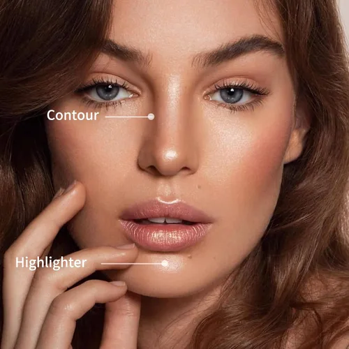 Vista 6 de Boobeen Paleta de maquillaje de contorno de iluminador, paleta de bronceador mate, contorno de cara, iluminar, paleta de maquillaje en polvo, brillo