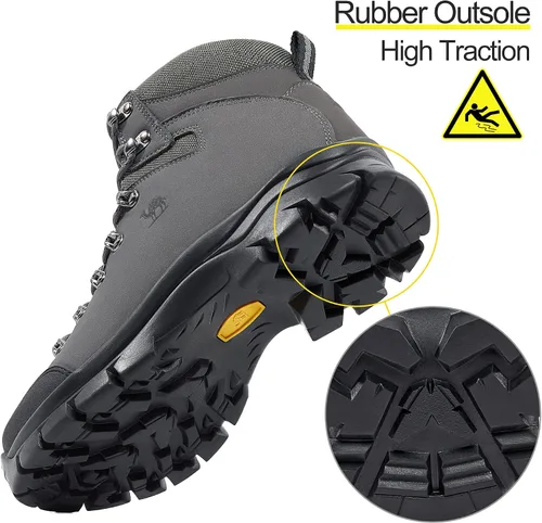 Vista 5 de CAMEL CROWN Botas de senderismo para hombre, de cuero auténtico