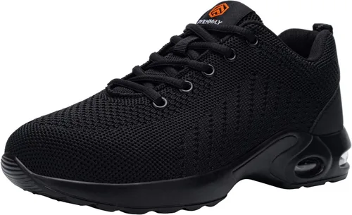 Vista 6 de DYKHMILY Zapatos deportivos con punta de acero para hombres y mujeres, zapatos de trabajo ligeros, antideslizantes, zapatos de seguridad