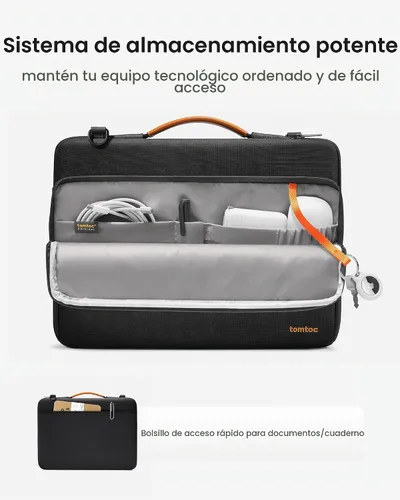 Vista 3 de Tomtoc 360° - Bolsa de hombro protectora para MacBook Air M5/A3449 de 13 Negro