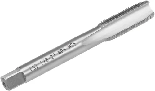 Vista 3 de uxcell Macho de la máquina, 1/8-27 NPS Pipe Tap 3 flautas rectas de acero de alta velocidad roscado roscado herramienta de roscado