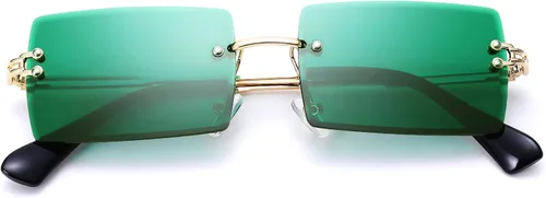 Vista 60 de Gafas de sol rectangulares para hombres/mujeres, gafas de sol pequeñas sin montura cuadrada