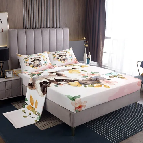 Vista 8 de Manfei Juego de sábanas con estampado de patas de perro, tamaño individual, juego de ropa de cama de huellas de animales para decoración de Multi 01