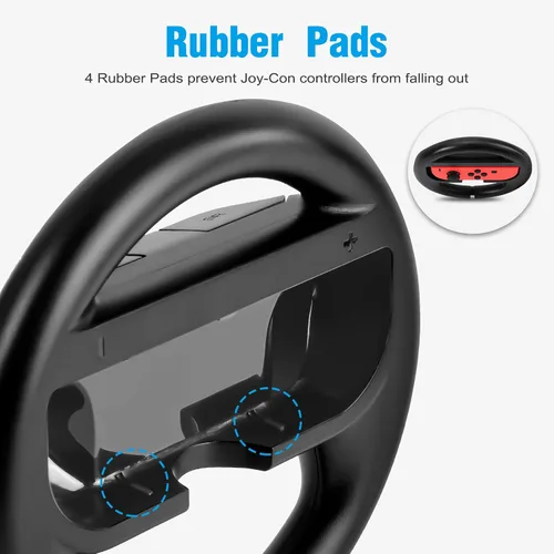 Vista 6 de Beastron Racing Games Steering Wheel compatible with Switch Mario Kart Joy-Con Steering Wheel Black 2 Pack