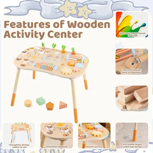 Vista 4 de Mesa de actividades de madera Centro de actividades para bebés Montessori