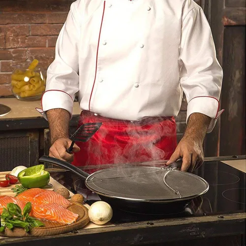 Vista 7 de Pantalla contra salpicaduras de grasa para sartén de 13 pulgadas – Detiene el 99% de las salpicaduras de aceite caliente – Protege la piel