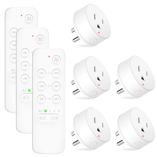 Vista 115 de NineLeaf - Enchufe de salida de control remoto, interruptor de luz de encendido y apagado inalámbrico desmontable 500FT Light Plug Decorator