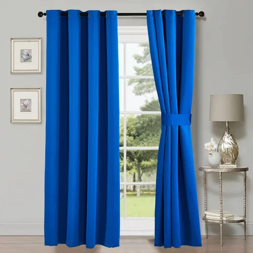 Vista 15 de HESTIN Juego de cortinas opacas de 4 piezas (incluye 2 paneles y 2 alzapaños), cortinas opacas con aislamiento térmico sólido con ojales