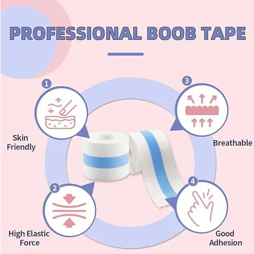 Vista 3 de Cinta adhesiva para levantamiento de senos, cinta Bob para senos grandes, copa A-G, cinta corporal transpirable, transparente