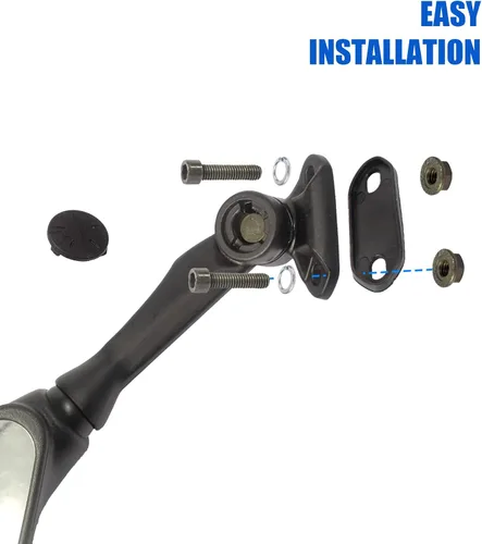 Vista 4 de Minho Espejos retrovisores plegables aptos para Kawasaki ZX6R ZX-6R ZX636 EX300 EX400 EX500 EX650, Honda CBR650R, Yamaha FZ6R, color negro, espejo