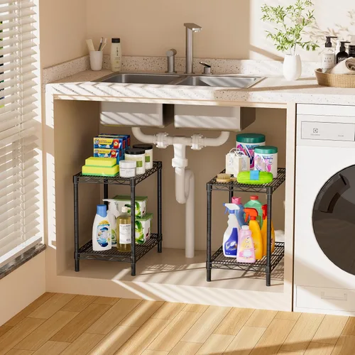 Vista 5 de SINGAYE Estantería de alambre para armario: unidad de metal ajustable para organización de lavandería, baño, cocina, hogar, almacenamiento