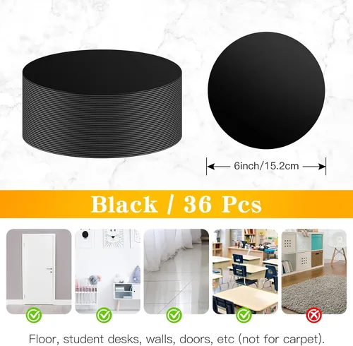 Vista 2 de Calcomanías de vinilo de 6 pulgadas para el aula, IKAYAS puntos autoadhesivos negros, 36 unidades, marcadores de calcomanías extraíbles