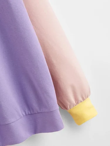 Vista 4 de DIDK Sudadera con capucha para mujer de manga larga con cordón de colorblock