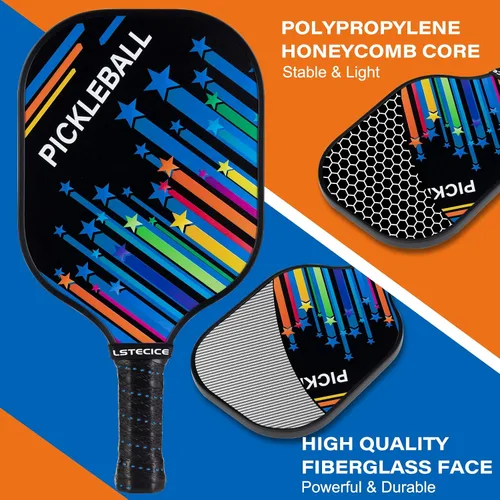 Vista 2 de Pickleball Paddles Set of 4, Fiberglass Pickleball Paddles with Honeycomb Core, Lightweight Pickleball Set with Balls & Bag for Men, Women &