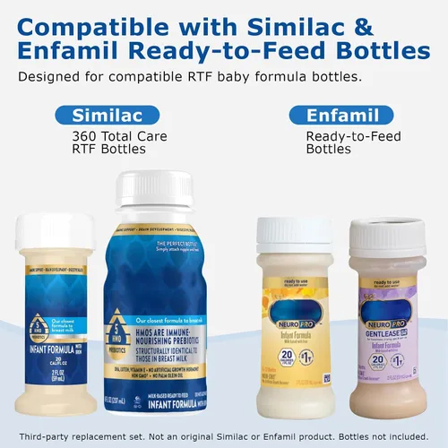 Vista 2 de Tetinas listas para usar para Similac, juego de pezones reutilizables de flujo lento, compatible con Similac 360 Total Care y botellas listas