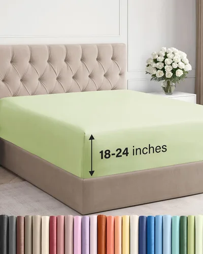 Vista 83 de Sábana bajera ajustable extra profunda Twin XL – Sábana bajera individual de lujo de hotel solamente – Se adapta fácilmente a colchones de 18 a 24