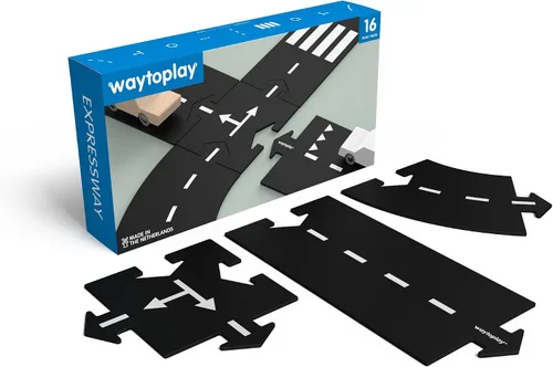 Vista 9 de Waytoplay Expressway, Circuito de 16 piezas para autos de juguete - Flexible, indestructible e impermeable - Pistas modulares para automóviles