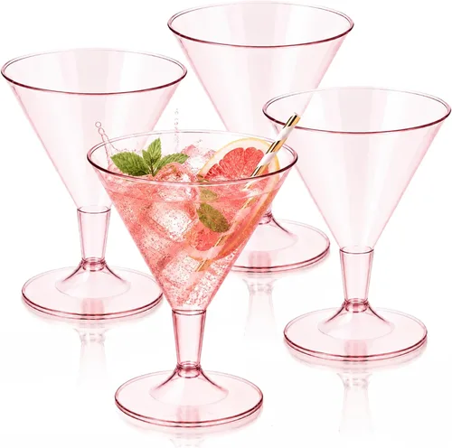 Vista 15 de Liacere Juego de 6 Copas de Martini de 11 oz de Plástico Transparente con Tallo - Copas de Cóctel Reutilizables para Bar, Margarita, Whisky, Gin