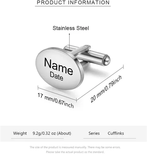 Vista 4 de Gemelos personalizados con nombre para hombre, gemelos con inicial para novio, negocios, boda, alfabeto, letra, joyería, regalo personalizado