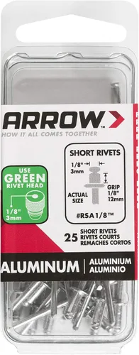 Vista 4 de Arrow RSA1/8IP - Remaches cortos de aluminio para metal, tela, cuero y reparación de automóviles, 1/8 pulgadas, paquete de 25