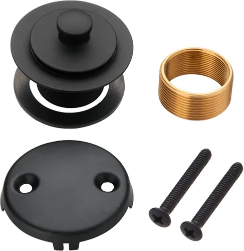 Vista 7 de Kit de Conversión de Drenaje de Bañera Negro con Placa Frontal de Desbordamiento de Un Solo Orificio, Wellup Todo Metal Kit de Ajuste de Drenaje