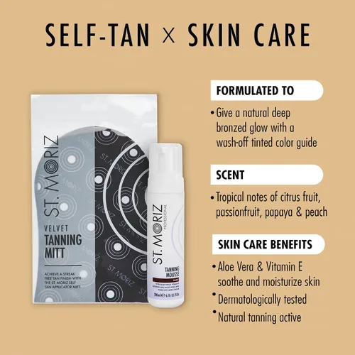 Vista 2 de Mousse autobronceadora St Moriz, autobronceador instantáneo, 6.76 onzas líquidas, bronceado de microfibras