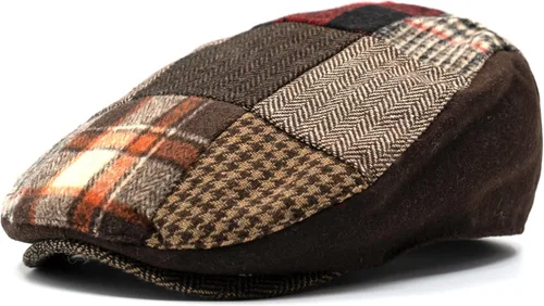 Vista 8 de Gorra plana clásica de retazos de espiga a cuadros Newsboy Ivy Hat