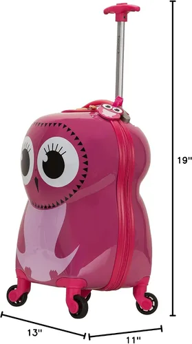 Vista 6 de Rockland - Maleta infantil giratoria con exterior rígido de policarbonato, Búho), B02-OWL