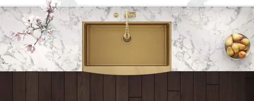 Vista 7 de Ruvati RVH9660GG - Fregadero de cocina de acero inoxidable dorado mate con esquinas redondeadas de 30 pulgadas, color dorado mate, fregadero