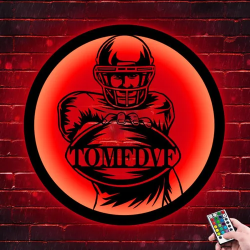 Vista 9 de Letrero de neón personalizado para jugador de fútbol, luz nocturna con degradado automático, luz nocturna LED de fútbol con nombre personalizado