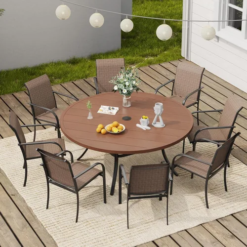 Vista 26 de VICLLAX Juego de 2 sillas de patio pequeñas para exteriores, juego de sillas apilables para patio y mesa de comedor cuadrada para porche delantero