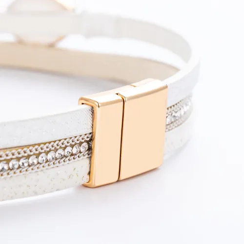 Vista 269 de FANCY SHINY - Pulsera de cuero estilo bohemio, pulsera de cuentas de cristal con cierre magnético, regalos de joyería para mujer