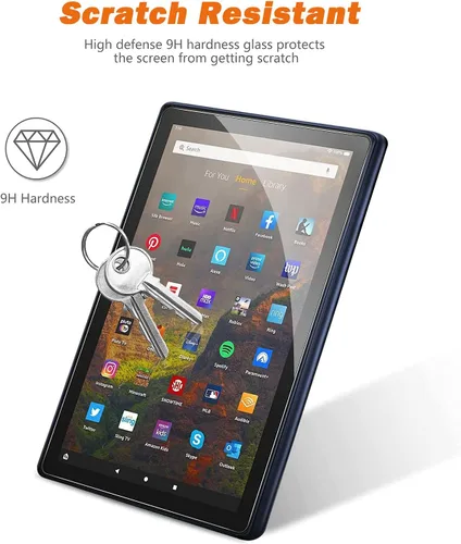 Vista 5 de [Paquete de 3] Protector de pantalla para Kindle Fire HD 10 2023/2021/10 Kids Pro/10 Plus (versión 2023/2021), antiarañazos, antihuellas, dureza 9H