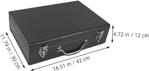 Vista 4 de Caja de herramientas de metal grueso, caja organizadora de herramientas portátil con asa, pequeña caja de almacenamiento para artesano, automotriz